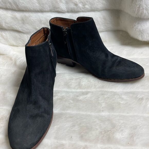 Sam Edelman black Leather suede ankle boots side zipper pointed toe size 9.5 - Picture 3 of 12